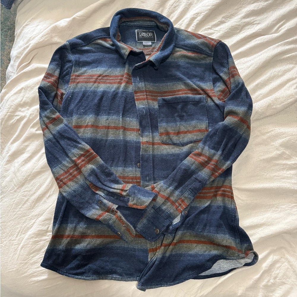 Valor Striped Long Sleeve Shirt - Blue and Brown